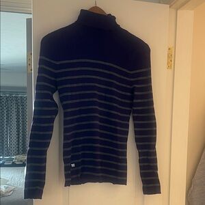 Lauren Ralph Lauren Women's Striped Turtleneck Sweater - LG-Purple and Gray